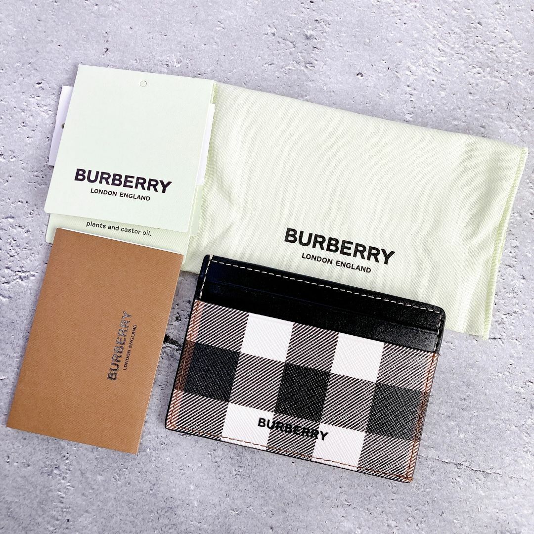 BURBERRY(バーバリー)の定価¥36,300 BURBERRY バーバリー チェック＆レザー カードケース メンズのファッション小物(名刺入れ/定期入れ)の商品写真