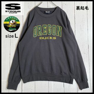 ヴィンテージ(VINTAGE)のOREGON DUCKS カレッジロゴ 刺繡 スウェット 90s古着 L グレー(スウェット)