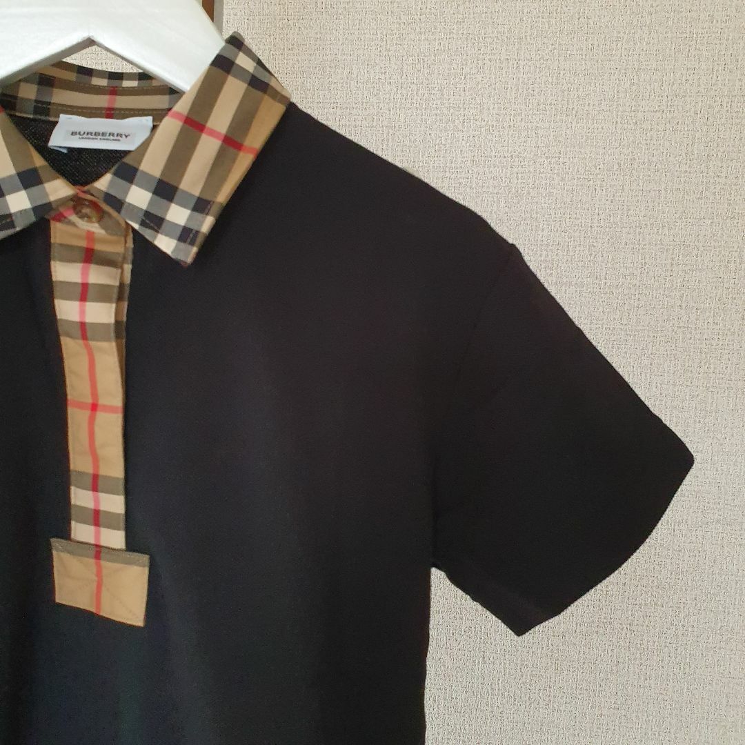 BURBERRY(バーバリー)の【新品・未使用】BURBERRY kids ポロワンピース　ブラック　10Y　 キッズ/ベビー/マタニティのキッズ服女の子用(90cm~)(ワンピース)の商品写真