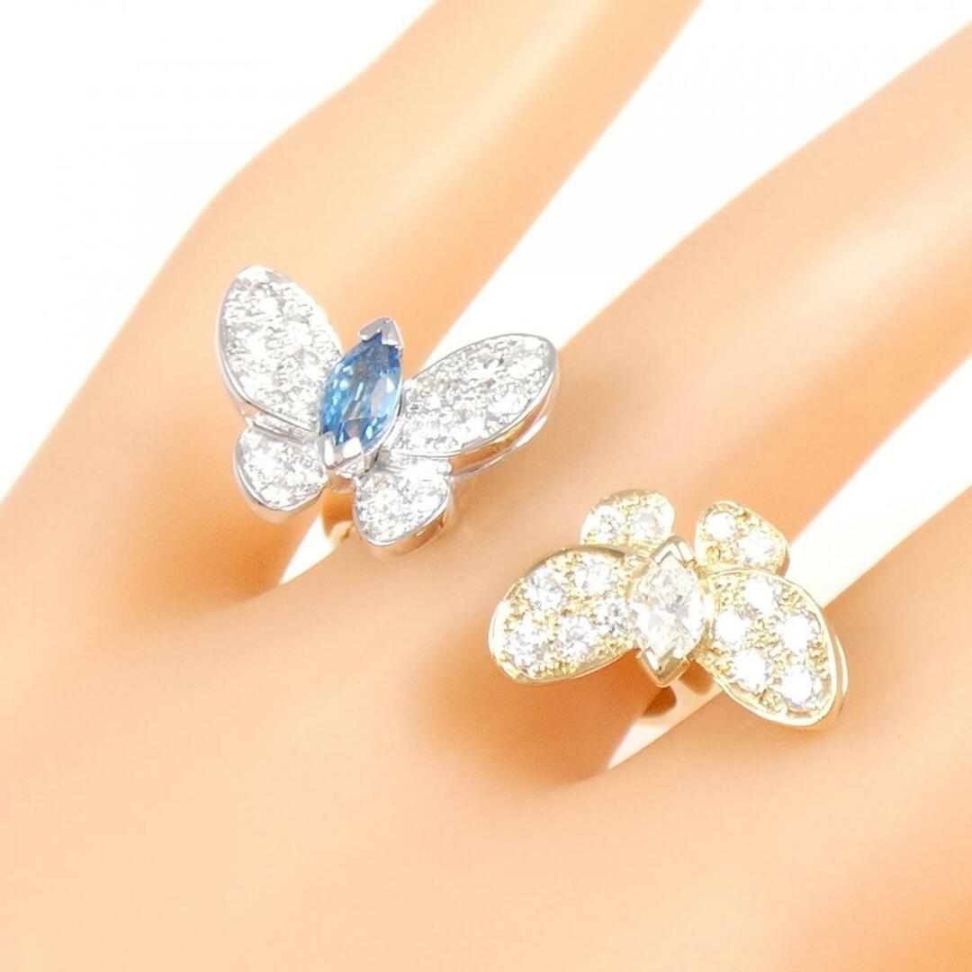 K18YG/K18WG バタフライ ブルートパーズ リング 0.38CT レディースのアクセサリー(リング(指輪))の商品写真