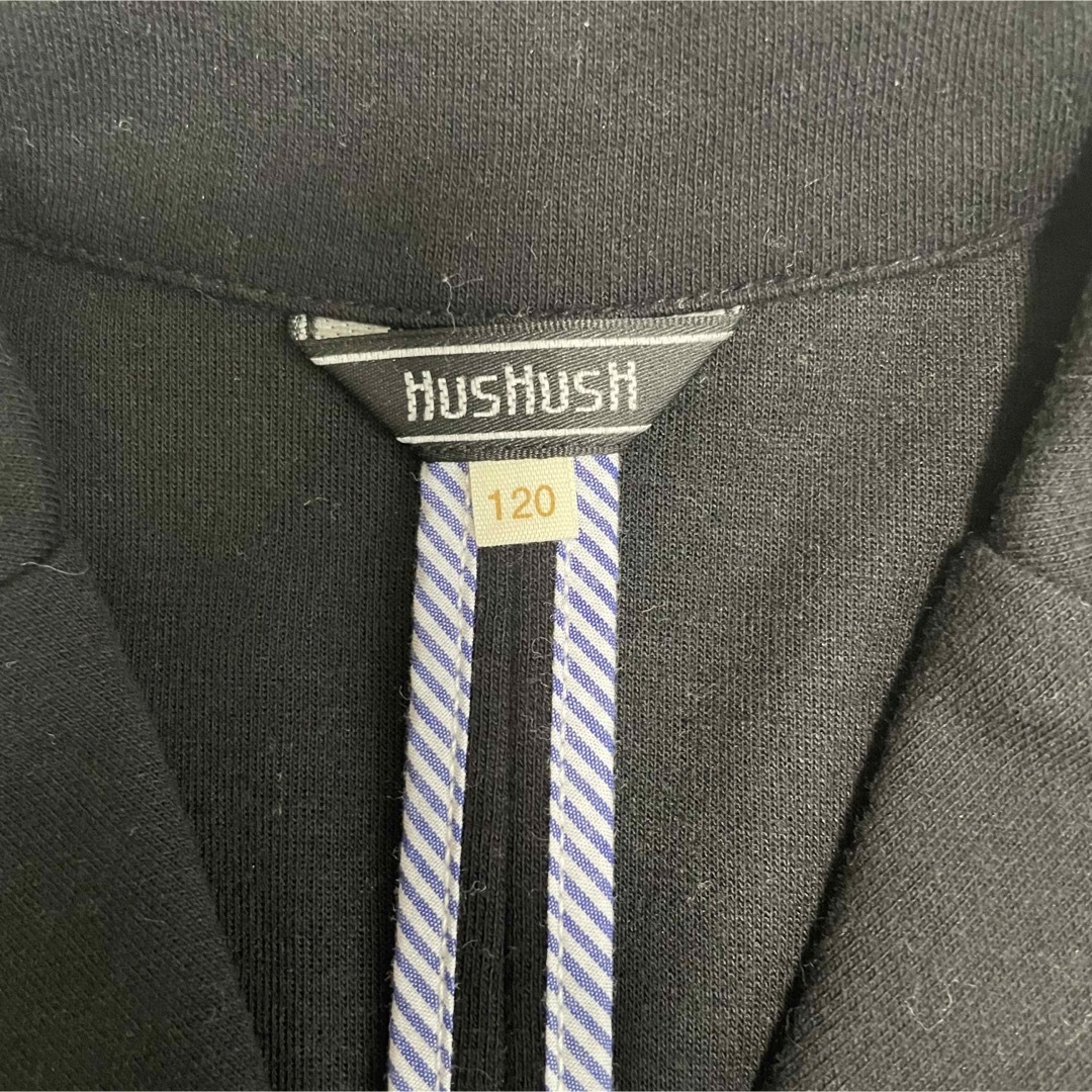 HusHush(ハッシュアッシュ)の【美品】HUSHUSH黒ジャケット120cm キッズ/ベビー/マタニティのキッズ服男の子用(90cm~)(ジャケット/上着)の商品写真