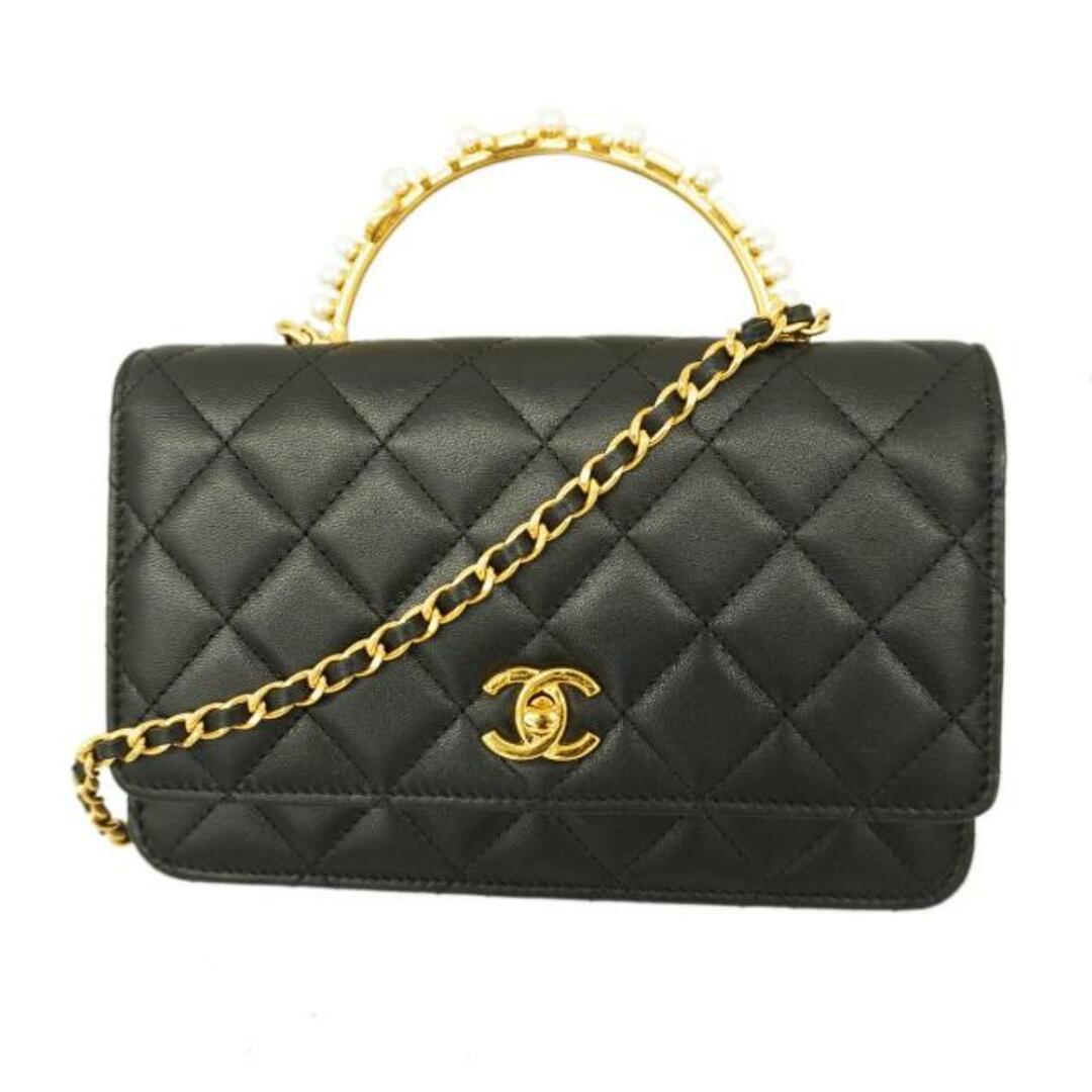 CHANEL(シャネル)の【4fb1055-g】シャネル ショルダーウォレット/マトラッセ/チェーンショルダー/ラムスキン/ブラック/ゴールド金具 レディースのファッション小物(財布)の商品写真