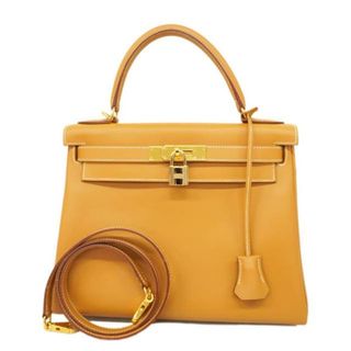 エルメス(Hermes)の【4fb1057-g】エルメス ツーウェイバッグ/ケリー28/□E刻印/ヴァッシュ/ナチュラル/ゴールド金具(その他)