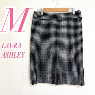 ローラアシュレイ(LAURA ASHLEY)のローラアシュレイ　タイトスカート　M　ブラック　ホワイト　総柄　きれいめ(ひざ丈スカート)