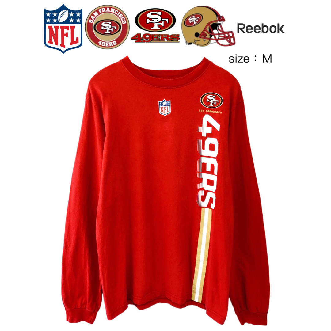 Reebok(リーボック)のNFL　フォーティナイナーズ　49ers　長袖Tシャツ　M　赤　USA古着 メンズのトップス(Tシャツ/カットソー(七分/長袖))の商品写真