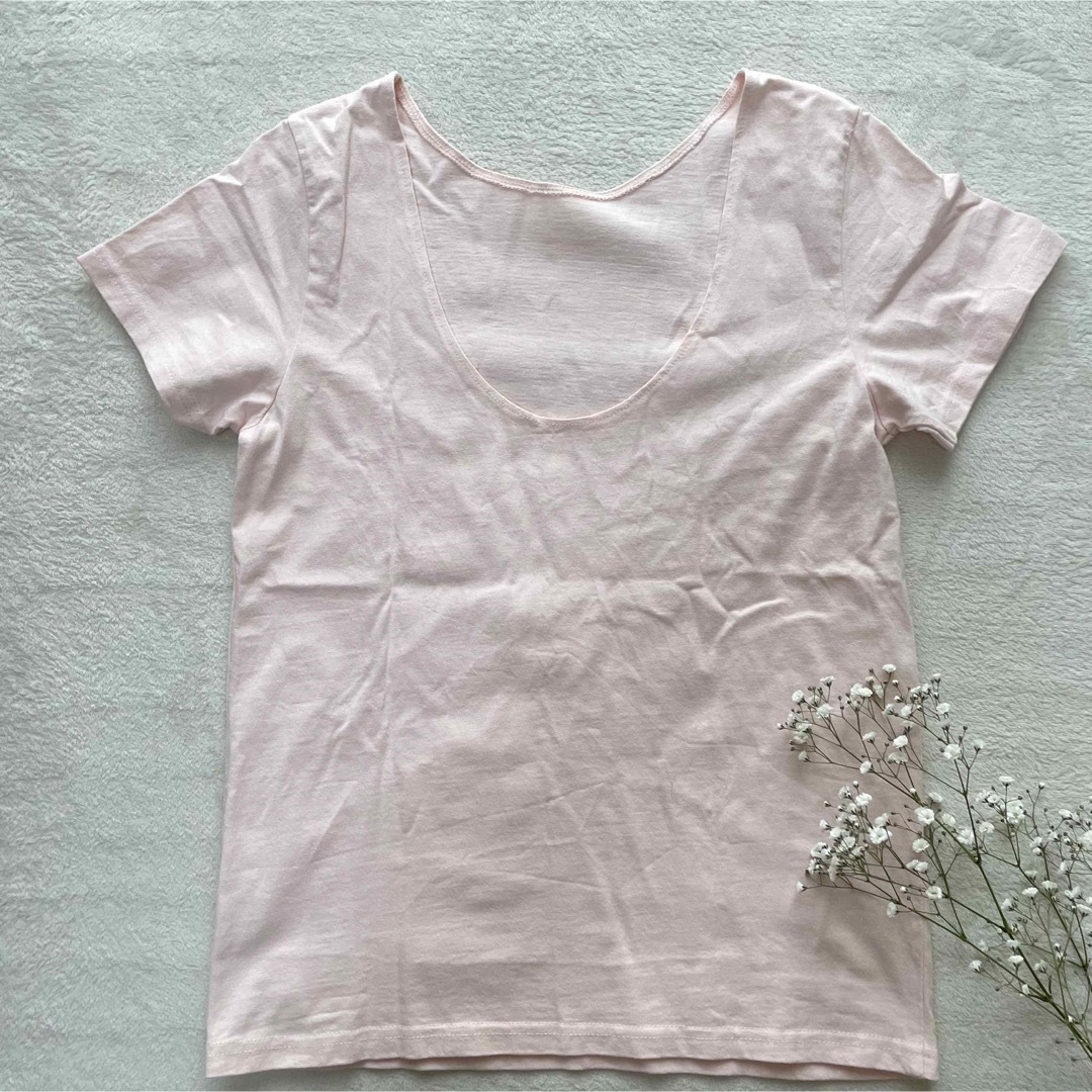 Ungrid(アングリッド)の【美品】ungrid アングリッド シンプルピンクTシャツ 美背中 レディースのトップス(Tシャツ(半袖/袖なし))の商品写真