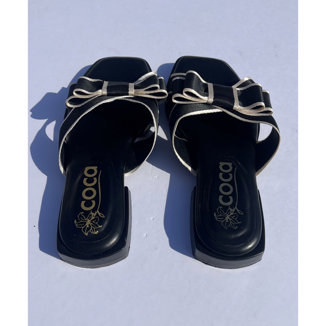 coca(コカ)の123013 coca アウトレット バイカラー リボン フラット サンダル レディースの靴/シューズ(サンダル)の商品写真
