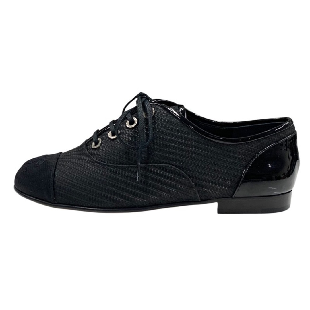 CHANEL(シャネル)のシャネル CHANEL フラットシューズ レースアップシューズ 靴 シューズ ココマーク ファブリック ブラック 黒 レディースの靴/シューズ(その他)の商品写真