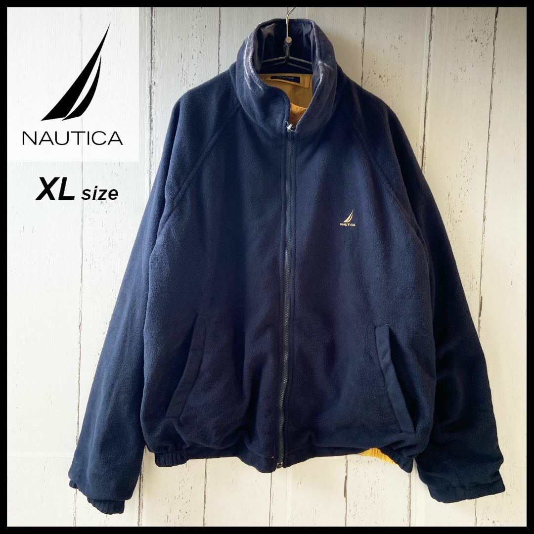 NAUTICA(ノーティカ)のノーティカ Nautica リバーシブル フリース ジャケット 古着 XL 黒 メンズのジャケット/アウター(マウンテンパーカー)の商品写真