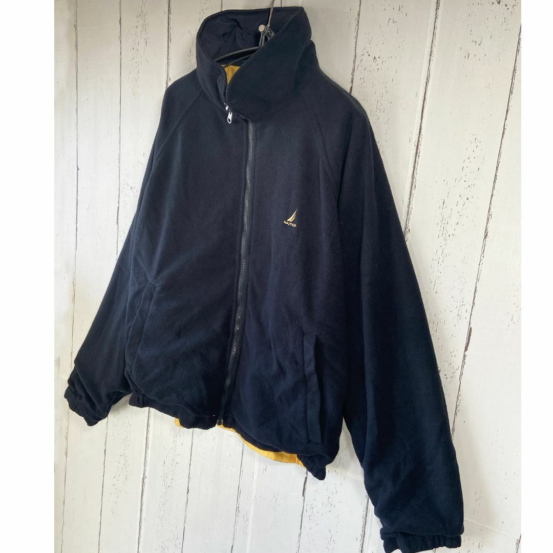 NAUTICA(ノーティカ)のノーティカ Nautica リバーシブル フリース ジャケット 古着 XL 黒 メンズのジャケット/アウター(マウンテンパーカー)の商品写真