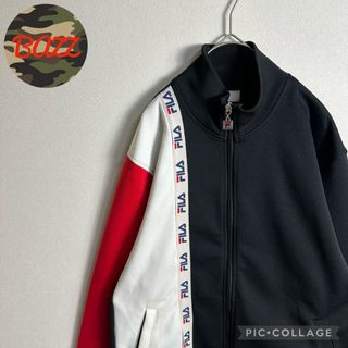 フィラ(FILA)の【3点1万円】フィラ×TKコラボ　トラックジャケット　Mサイズ　マルチカラー　黒(ジャージ)