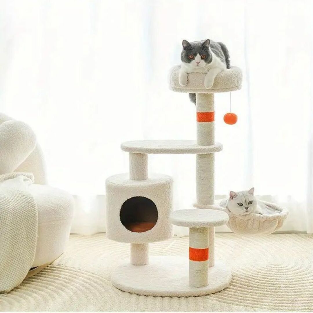 【オレンジ】キャットタワー 猫ツリー 猫タワー ハンモック 爪とぎ 猫ベッド  その他のペット用品(猫)の商品写真