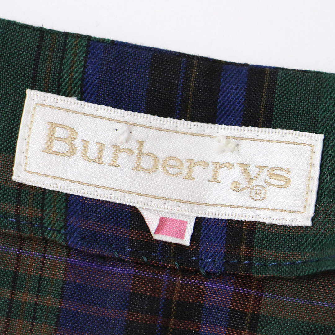 BURBERRY(バーバリー)のBURBERRY バーバリー セットアップ スーツ グリーン系 11 ブラウス スカート 半袖 タイト ひざ丈 チェック コットン リネン 綿 麻 VINTAGE トップス ボトムス 春夏 大人 きれいめ カジュアル【レディース】【中古】 レディースのレディース その他(セット/コーデ)の商品写真