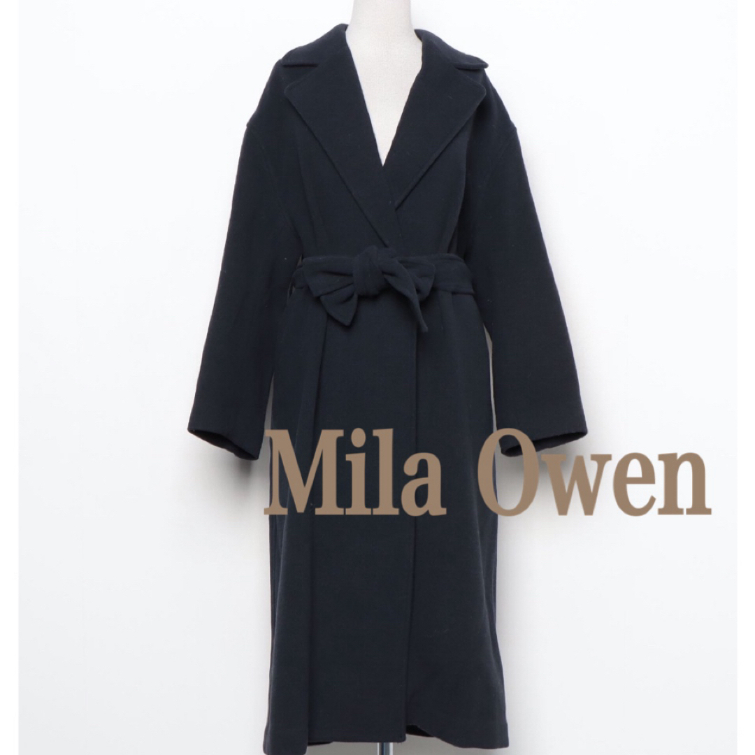 Mila Owen(ミラオーウェン)のMila Owen   ミラオーウェン  ガウンコート  ネイビー  F レディースのジャケット/アウター(ガウンコート)の商品写真