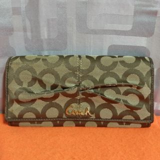 コーチ(COACH)のコーチ COACH 長財布 シグネチャー 茶色 ブラウン キャンバス レザー(財布)