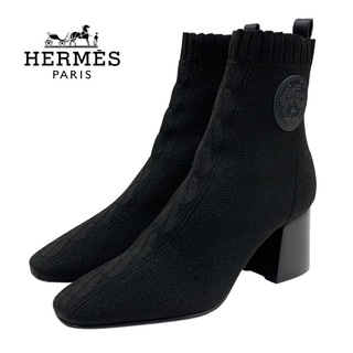 エルメス(Hermes)の未使用 エルメス HERMES ヴォルヴェール ブーツ ショートブーツ ソックスブーツ 靴 シューズ エクスリブリス ニット ブラック 黒(ブーツ)