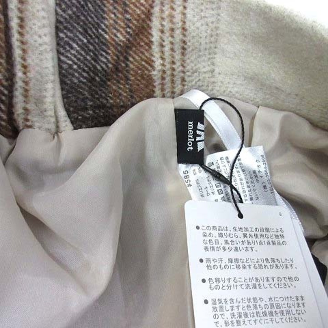 other(アザー)のメルロー merlot ウール混 チェック フレア スカート ブラウン ベージュ レディースのスカート(ロングスカート)の商品写真