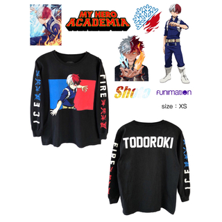 MY HERO ACADEMIA　TODOROKI　長袖Ｔ　ＸS　黒　USA古着(Tシャツ/カットソー(七分/長袖))