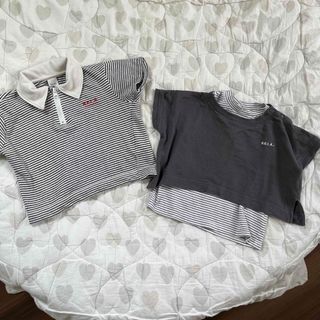 シマムラ(しまむら)の【値下げ】RELA. リラ 半袖ハーフジップ ボーダー半袖  90 100(Tシャツ/カットソー)