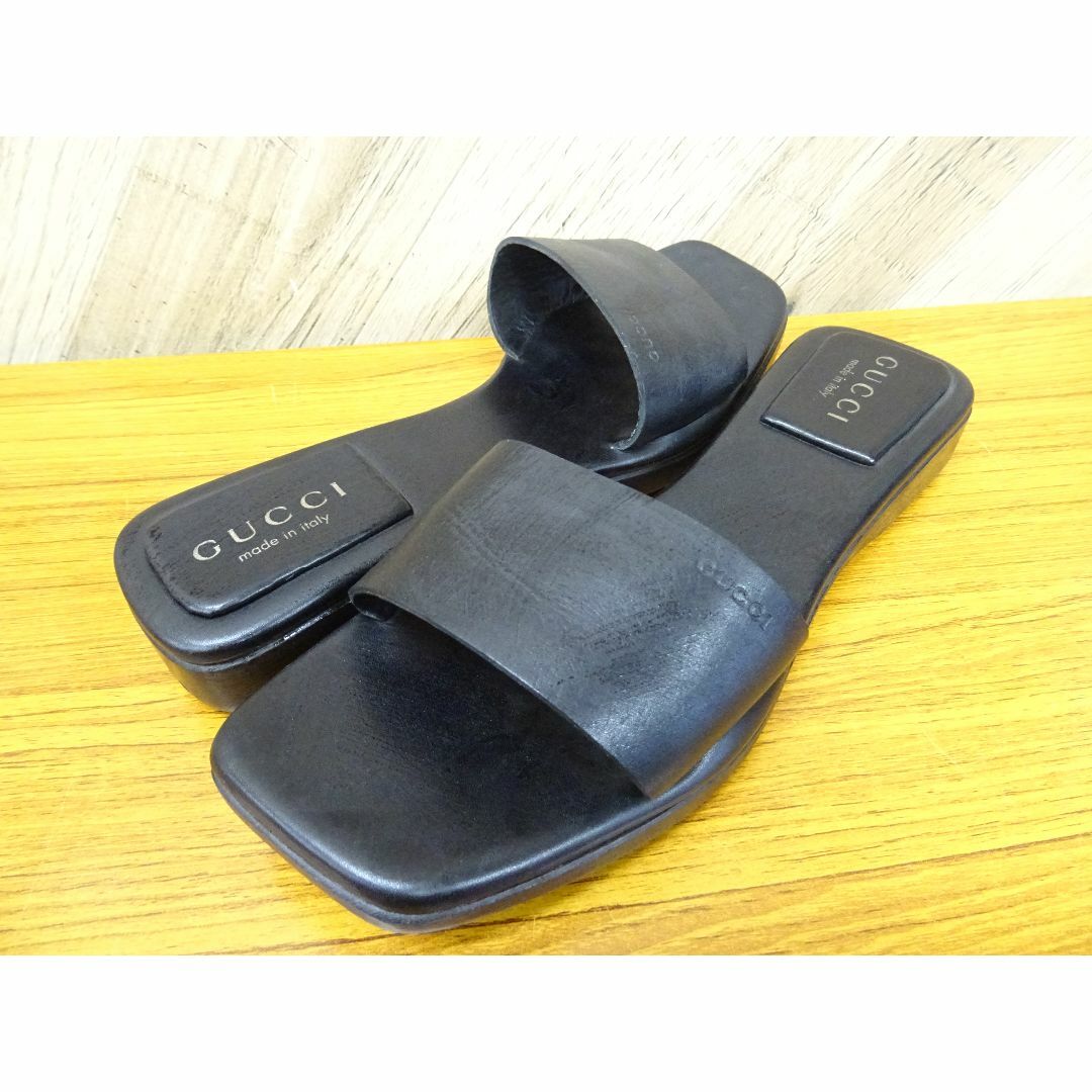 Gucci(グッチ)のK池017/ GUCCI グッチ サンダル レザー ブラック サイズ 36 レディースの靴/シューズ(サンダル)の商品写真