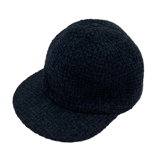 シャネル(CHANEL)のシャネル CHANEL キャップ 帽子 ココマーク ツイード ブラック(キャップ)