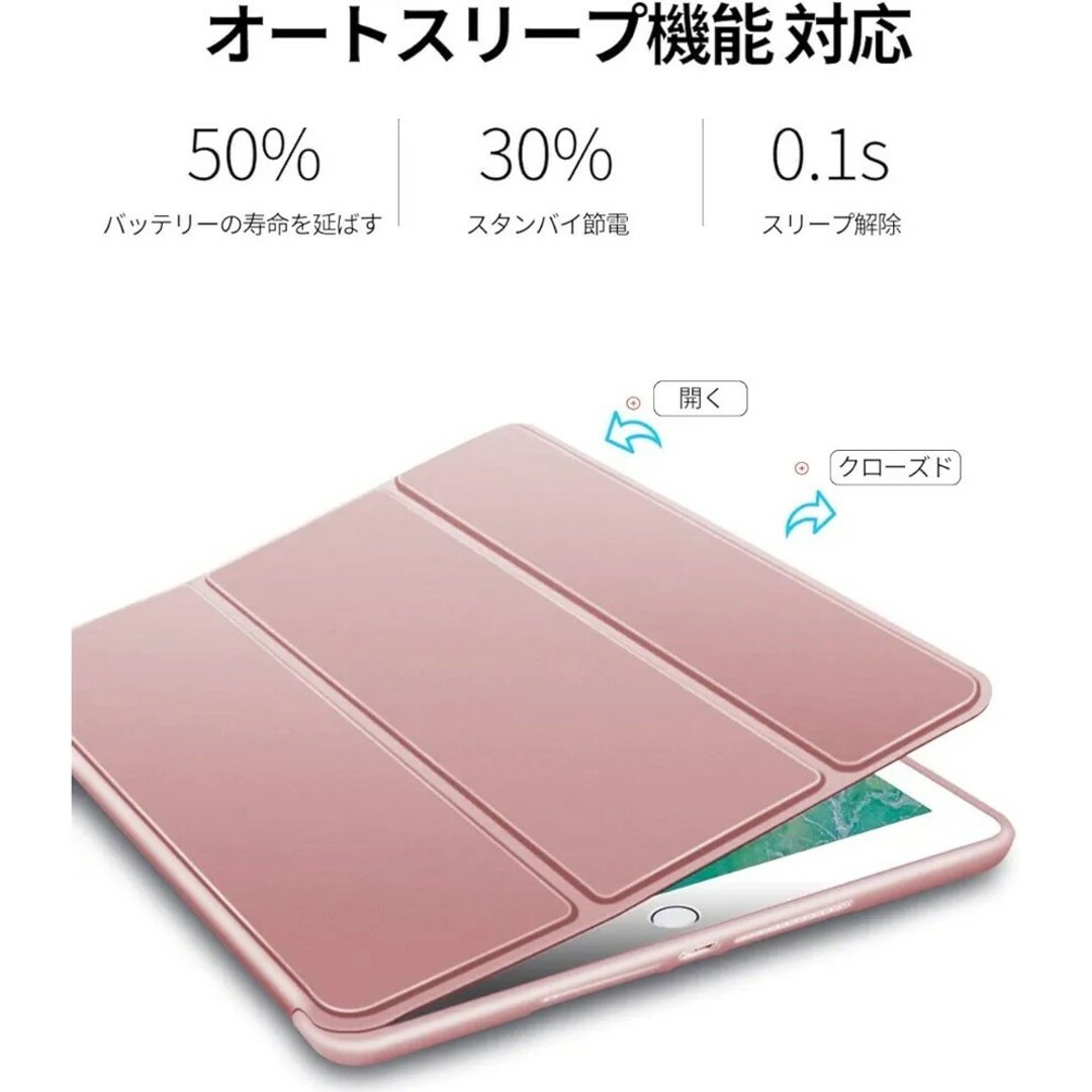 【最終値下げ】iPad ケース ソフトスマートカバー 三つ折りスタンド ピンク スマホ/家電/カメラのスマホアクセサリー(iPadケース)の商品写真
