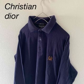 クリスチャンディオール(Christian Dior)のChristiandiorクリスチャンディオール長袖ポロシャツメンズ長袖ネイビー(シャツ)