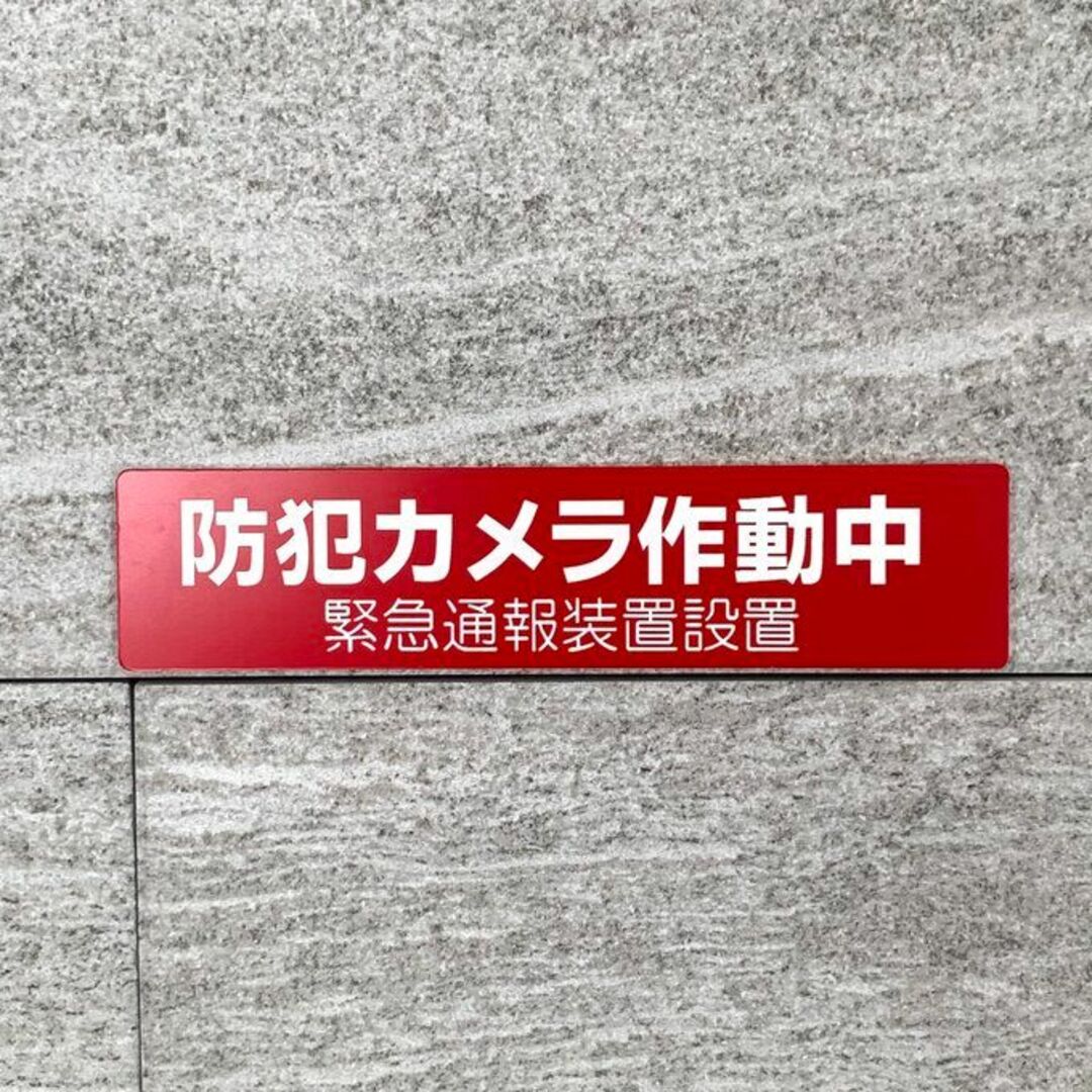 【送料無料】防犯カメラ作動中 横型 レッドサインプレート 監視中 防犯対策 防犯 インテリア/住まい/日用品のインテリア/住まい/日用品 その他(その他)の商品写真