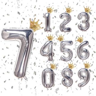 数字 7 誕生日バルーン 王冠 風船 大きいサイズ バースデーバルーン 誕生日(その他)