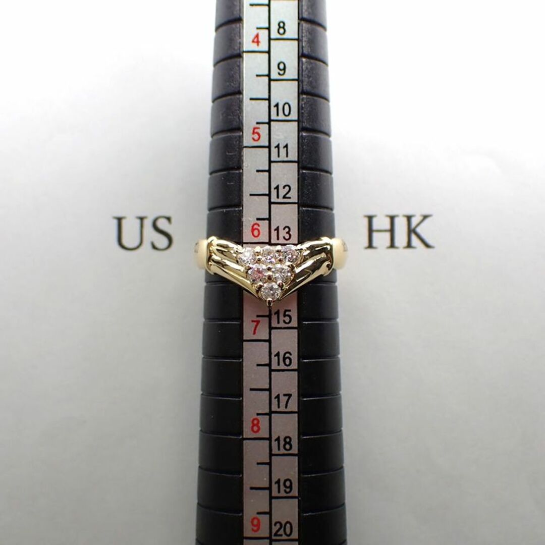 K18 ダイヤモンド/0.31ct V字 リング 12号[g225-44］ レディースのアクセサリー(リング(指輪))の商品写真
