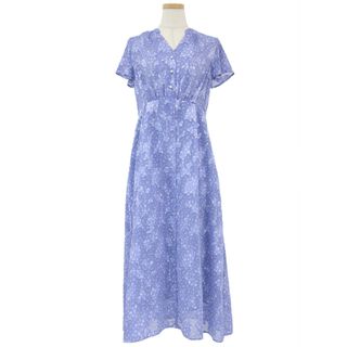 シップス(SHIPS)の美品 SHIPS シップス ワンピース マキシ ロング 23春夏 ブルー サイズ:36(S) 半袖 Vネック 花柄 フラワー ジャカード パール モチーフ ボタン ブランド トップス ドレス【レディース】【中古】(ロングワンピース/マキシワンピース)