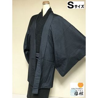 【中古】羽織 男物 正絹 黒地に蚊絣文様 裄68 Sサイズ(着物)