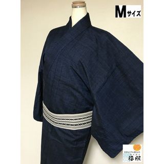 【中古】紬 男物 正絹 濃紺無地 裄70 Mサイズ リサイクル(着物)