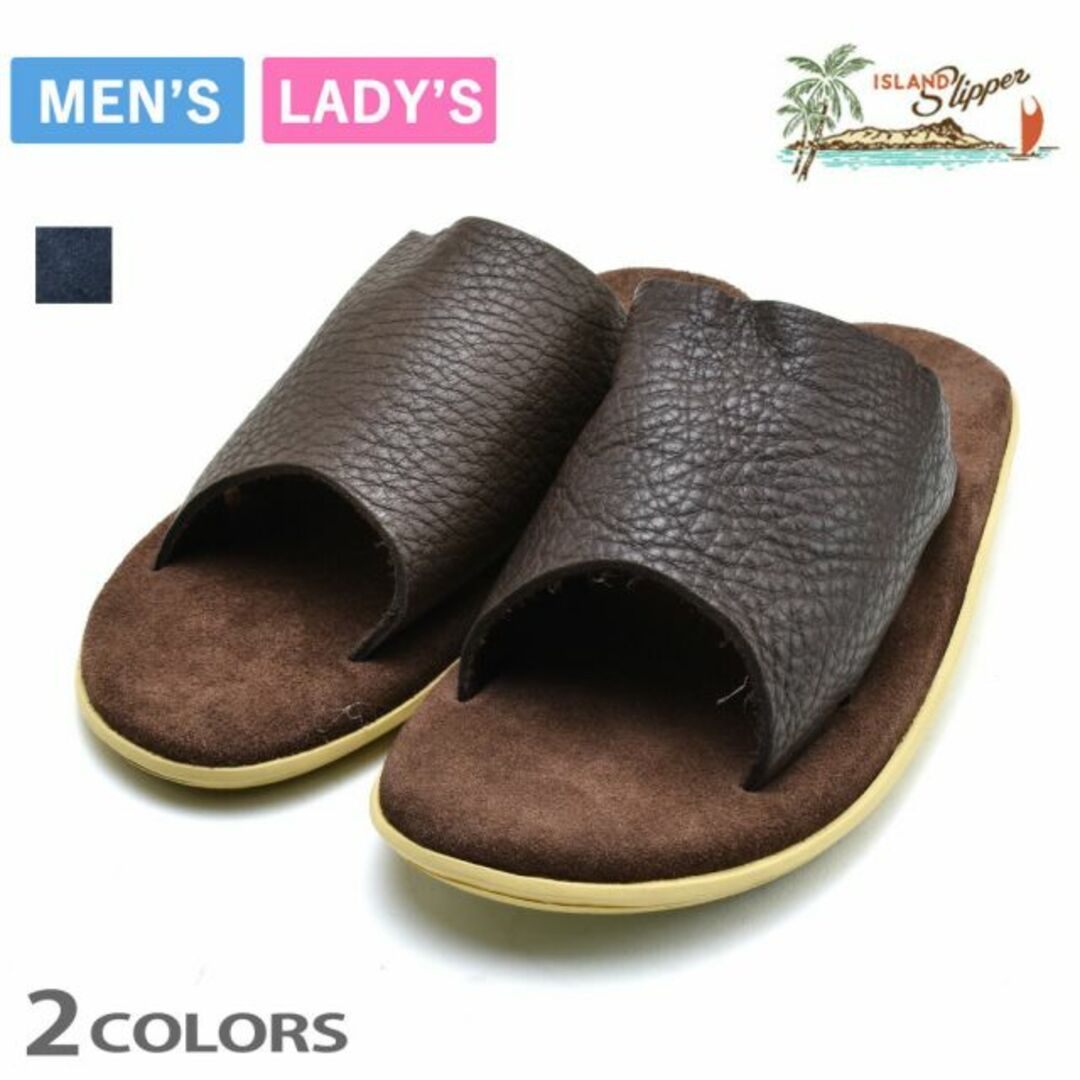 ISLAND SLIPPER(アイランドスリッパ)の【CHOCOLATE】アイランドスリッパ サンダル メンズ レディース レザーサンダル スエード ネイビー ブラウン ISLANDSLIPPER BULL HIDE SLIDE【送料無料】 メンズの靴/シューズ(サンダル)の商品写真