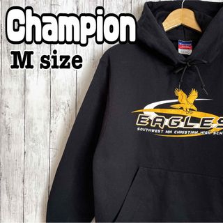 チャンピオン(Champion)のチャンピオン Champion パーカー プルオーバー 黒 イーグルス 鷹 古着(パーカー)