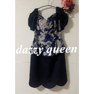 デイジーストア(dazzy store)のdazzy queenドレープオフショルダーフラワープリントタイトミニドレス(ナイトドレス)