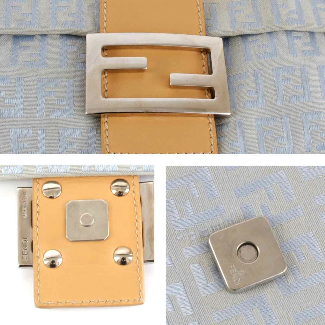 FENDI(フェンディ)の『USED』 FENDI フェンディ ズッカ ショルダーバッグ キャンバス/レザー  ライトブルー【中古】 レディースのバッグ(ショルダーバッグ)の商品写真