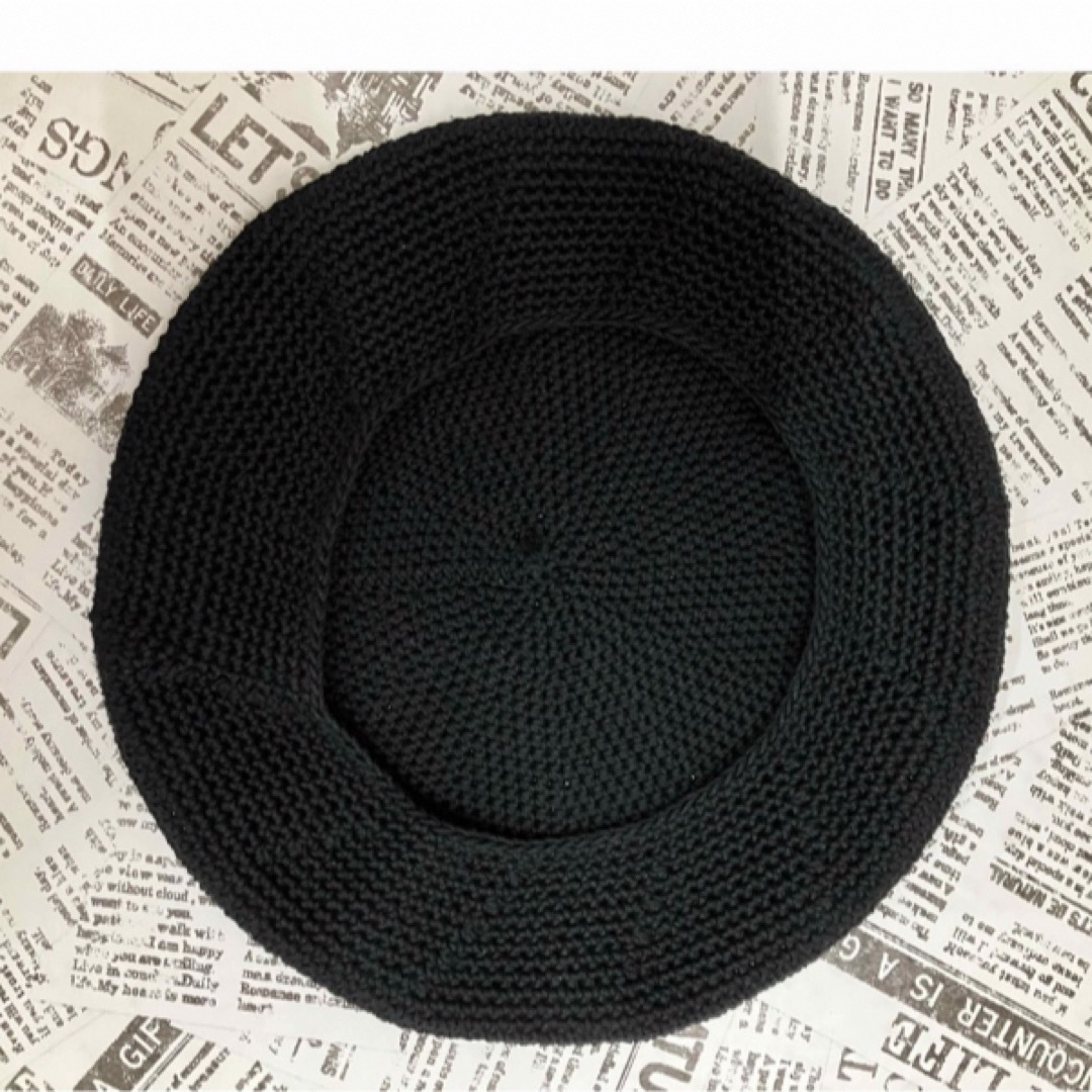 ハンドメイド　手編み　ベレー帽　年中使える綿100 レディースの帽子(ハンチング/ベレー帽)の商品写真