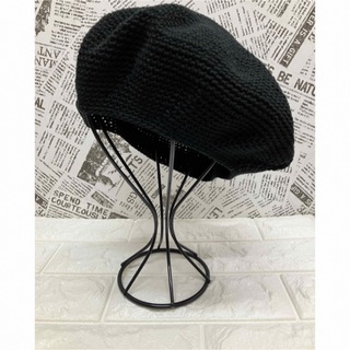 ハンドメイド　手編み　ベレー帽　年中使える綿100(ハンチング/ベレー帽)