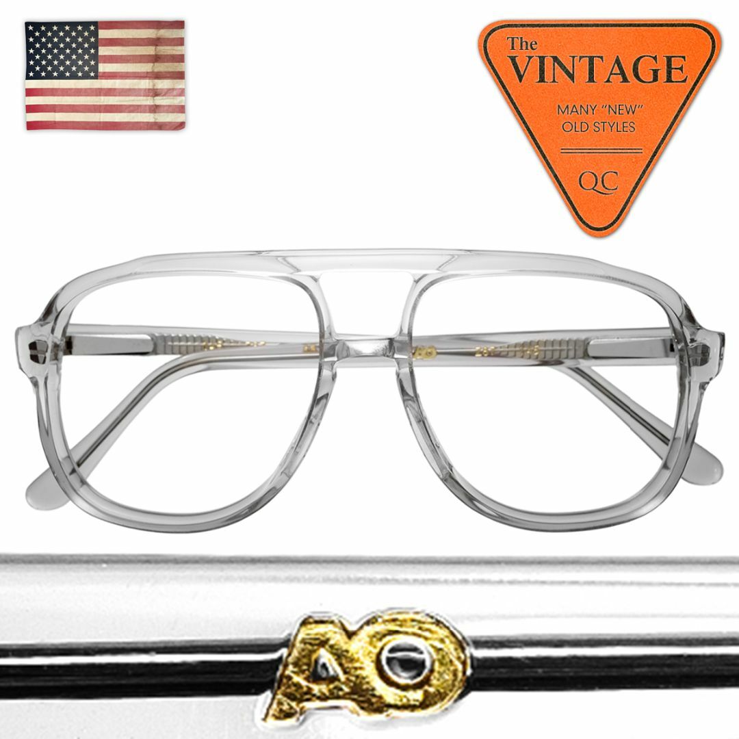 VINTAGE(ヴィンテージ)の未使用 70s AO アメリカンオプティカル USA Wブリッジ アビエーター メンズのファッション小物(サングラス/メガネ)の商品写真