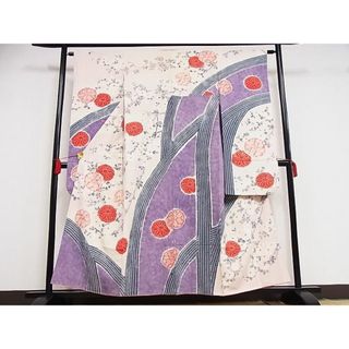 平和屋-こころ店■豪華振袖　枝花文　着丈152cm　裄丈63cm　正絹　逸品　B-ph9730(振袖)