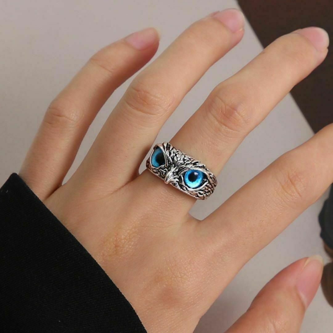 フクロウ ブルーアイズ 指輪 アクセサリー ヴィンテージ ジュエリー メンズのアクセサリー(リング(指輪))の商品写真
