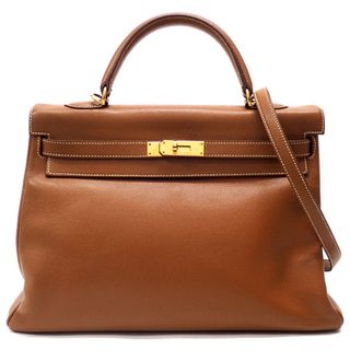 エルメス(Hermes)の【★HERMES★】 エルメス 『ケリー35cm/内縫い』　HERMESクリーニング済/ゴールド×クシュベル×ゴールド金具/ハンドバッグ/ショルダーバッグ/レザー/デイリー/フォーマル/ビジネス/ブラウン/茶色/エプソン/牛革/メンズ/レディース　36435K1223　＠【中古】(ショルダーバッグ)