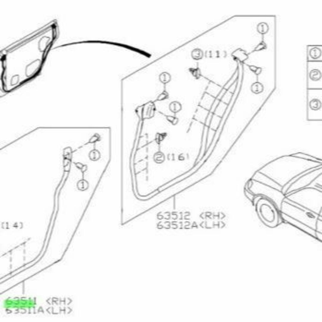 スバル(スバル)のスバル フォレスター S11 ドアウェザーストリップ 右前純正 JDM OEM 自動車/バイクの自動車(車種別パーツ)の商品写真