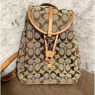 コーチ(COACH)のCOACH リュックサック シグネチャー 6613 ベージュ レザー キャンバス(リュック/バックパック)