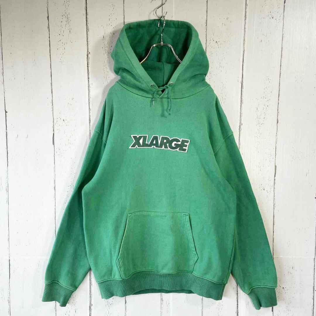 XLARGE(エクストララージ)のエクストララージ X-Large 肉厚 パーカー 刺繍ロゴ XL グリーン メンズのトップス(パーカー)の商品写真