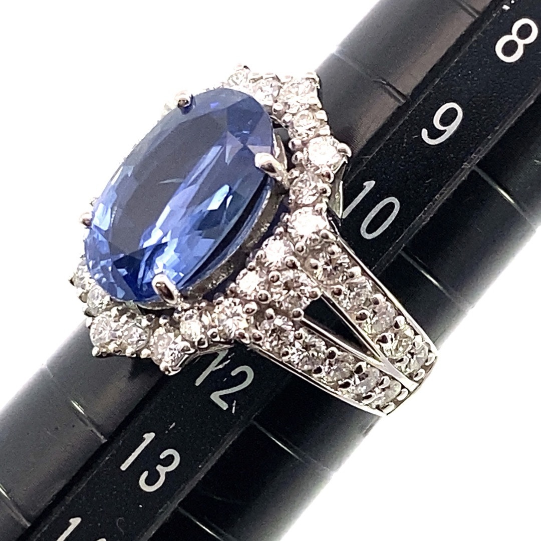 【JC4793】Pt950 天然サファイア ダイヤモンド リング レディースのアクセサリー(リング(指輪))の商品写真