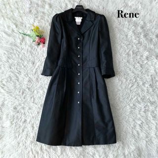 René - 【美品】Rene アンゴラ混 ロングコート カメリア フロント