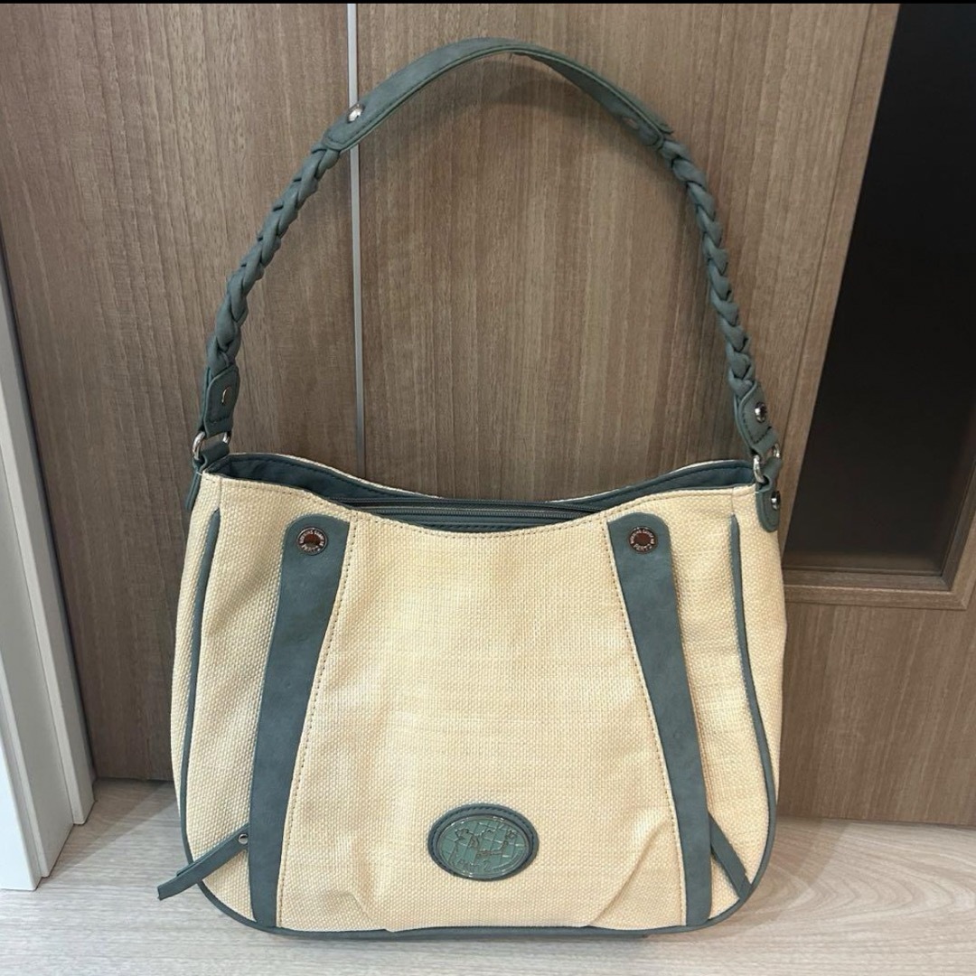 JUNKO SHIMADA(ジュンコシマダ)のしまだじゅんこ　パート2  part2 バッグ　ハンドバッグ　緑　アイボリー レディースのバッグ(ハンドバッグ)の商品写真