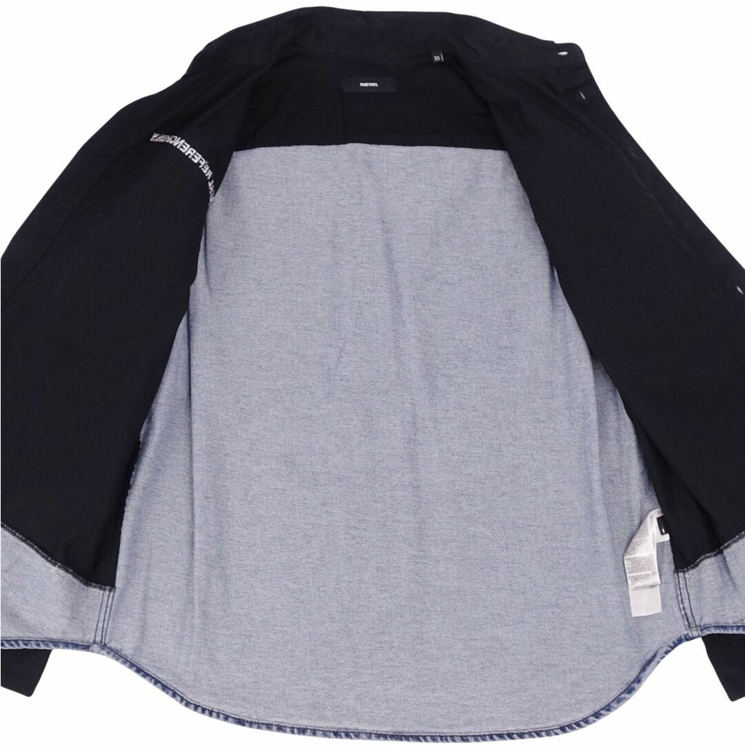 美品 ディーゼル DIESEL シャツ レギュラーカラー デニム コットン トップス メンズ XS ブラック/インディゴブルー メンズのトップス(シャツ)の商品写真